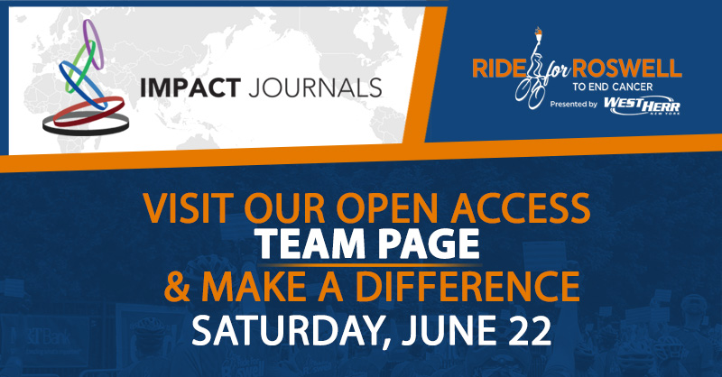 Impact Journals is thrilled to sponsor Team Open Access again in the annual cycling event to end cancer: The Ride for Roswell.